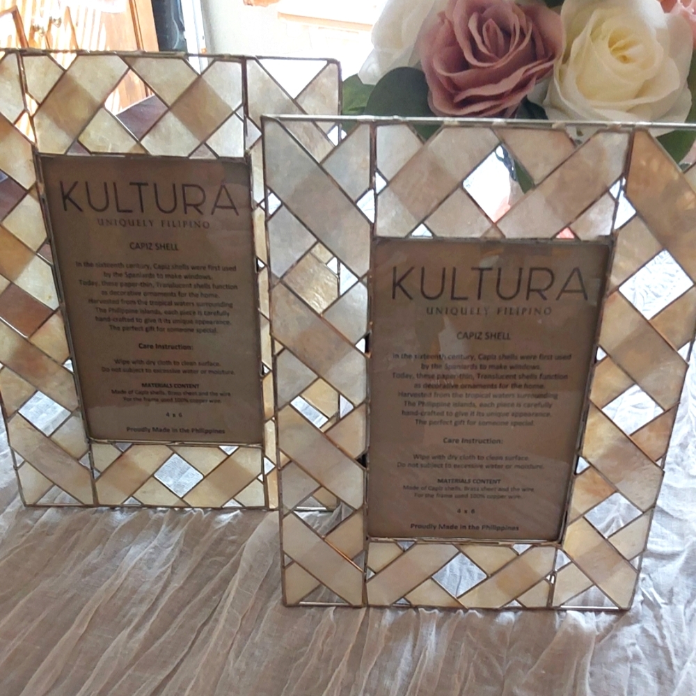 🌺 NWT Set of 2 Kultura Capiz Shell Picture Frames - Picture 2 of 8
